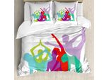 Abakuhaus Copripiumino Yoga, Poses Silhouettes Femminili, Antiacaro Adatto A Chi Soffre Di Allergie Con Federe, 155 Cm X 220 Cm - 80 X 80 Cm, Multicolore