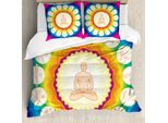Abakuhaus Copripiumino Yoga, Posizioni Yoga Del Loto, Antiacaro, Adatto A Chi Soffre Di Allergie, Con Federe, 155 Cm X 220 Cm - 80 X 80 Cm, Multicolore