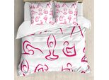 Copripiumino Abakuhaus Yoga, Doodle Esercizi Femminili, Antiacaro Adatto A Chi Soffre Di Allergie Con Federe, 155 Cm X 220 Cm - 80 X 80 Cm, Rosa, Bianco,