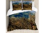 Abakuhaus Copripiumino Zoo, Giraffa Alberi Africa Safari, Antiacaro, Adatto A Chi Soffre Di Allergie, Con Federe, 200 Cm X 200 Cm - 80 X 80 Cm, Verde Blu Marrone Chiaro