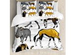 Abakuhaus Copripiumino Zoo, Cartoon Animali Selvatici Africa, Antiacaro Adatto A Chi Soffre Di Allergie Con Federe, 155 Cm X 220 Cm - 80 X 80 Cm, Multicolore