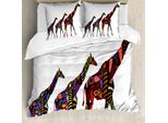 Abakuhaus Copripiumino Zoo, Giraffe, Antiacaro, Adatto A Chi Soffre Di Allergie, Con Federe, 200 Cm X 200 Cm - 80 X 80 Cm, Multicolore