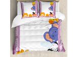 Abakuhaus Copripiumino Zoo, Finestre Con Animali, Antiacaro, Adatto A Chi Soffre Di Allergie, Con Federe, 155 Cm X 220 Cm - 80 X 80 Cm, Multicolore