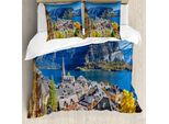 Abakuhaus Copripiumino Fallen, Mountain Village Austria, Antiacaro, Adatto A Chi Soffre Di Allergie, Con Federe, 200 Cm X 200 Cm - 80 X 80 Cm, Multicolore