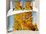 Abakuhaus Copripiumino, AhornbäUme Land, Antiacaro, Adatto A Chi Soffre Di Allergie, Con Federe, 200 Cm X 200 Cm - 80 X 80 Cm, Azzurro, Giallo, Verde