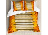 Abakuhaus Copripiumino Fallen, Fallen Leaves Stile Rustico, Antiacaro, Adatto A Chi Soffre Di Allergie, Con Federe, 200 Cm X 200 Cm - 80 X 80 Cm, Pale Kaffee Marigold