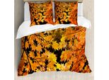 Abakuhaus Copripiumino, Foglie D'acero Autunnali Vivaci, Antiacaro, Adatto A Chi Soffre Di Allergie, Con Federe, 200 Cm X 200 Cm - 80 X 80 Cm, Arancione Giallo Marrone
