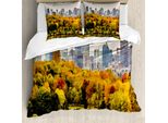 Abakuhaus Copripiumino, Montreal Nella Stagione Autunnale, Antiacaro, Adatto A Chi Soffre Di Allergie, Con Federe, 200 Cm X 200 Cm - 80 X 80 Cm, Multicolore