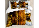 Abakuhaus Copripiumino, Lago Nella Foresta Al Tramonto, Antiacaro, Adatto A Chi Soffre Di Allergie, Con Federe, 200 Cm X 200 Cm - 80 X 80 Cm, Multicolore