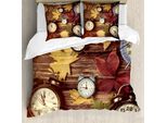 Abakuhaus Copripiumino Fallen, Orologi Con Foglie Secche, Antiacaro, Adatto A Chi Soffre Di Allergie, Con Federe, 200 Cm X 200 Cm - 80 X 80 Cm, Multicolore
