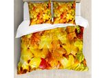 Abakuhaus Copripiumino Fallen, Foglie D'acero Bagnate Naturali, Antiacaro, Adatto A Chi Soffre Di Allergie, Con Federe, 200 Cm X 200 Cm - 80 X 80 Cm, Multicolore