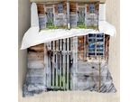 Abakuhaus Copripiumino Primitive Land, Vecchia Fattoria, Antiacaro, Adatto A Chi Soffre Di Allergie, Con Federe, 200 Cm X 200 Cm - 80 X 80 Cm, Marrone, Verde, Grigio