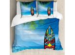Abakuhaus Tiki Bar Copripiumino, Tavola Da Surf Tiki, Antiacaro, Adatto A Chi Soffre Di Allergie, Con Federe, 200 Cm X 200 Cm - 80 X 80 Cm, Multicolore
