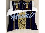 Abakuhaus Tiki Bar Copripiumino, Aloha Hawaiano, Antiacaro, Adatto A Chi Soffre Di Allergie, Con Federe, 200 Cm X 200 Cm - 80 X 80 Cm, Indaco Albicocca Azzurro Pallido