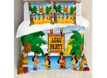 Abakuhaus Tiki Bar Copripiumino, Luau Party-Tanz, Antiacaro, Adatto A Chi Soffre Di Allergie, Con Federe, 200 Cm X 200 Cm - 80 X 80 Cm, Multicolore
