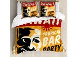Abakuhaus Tiki Bar Copripiumino, Tropic Bar-Party, Antiacaro, Adatto A Chi Soffre Di Allergie, Con Federe, 155 Cm X 220 Cm - 80 X 80 Cm, Multicolore