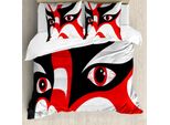 Abakuhaus Copripiumino Kabuki, Volto Drammatico Giapponese, Antiacaro, Adatto A Chi Soffre Di Allergie, Con Federe, 155 Cm X 220 Cm - 80 X 80 Cm, Nero, Bianco, Arancione