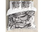 Abakuhaus Copripiumino Kabuki, Arte Guerriera Samurai, Antiacaro, Adatto A Chi Soffre Di Allergie, Con Federe, 155 Cm X 220 Cm - 80 X 80 Cm, Bianco E Nero