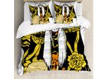 Abakuhaus Copripiumino Kabuki, Personaggio Artistico, Antiacaro, Adatto A Chi Soffre Di Allergie, Con Federe, 155 Cm X 220 Cm - 80 X 80 Cm, Multicolore