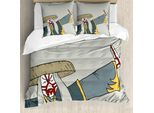 Abakuhaus Copripiumino Kabuki, Vecchio Giapponese, Antiacaro, Adatto A Chi Soffre Di Allergie, Con Federe, 155 Cm X 220 Cm - 80 X 80 Cm, Multicolore