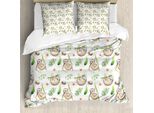Abakuhaus Copripiumino Faultier, Mamma E Bambino E Fiori, Antiacaro, Adatto A Chi Soffre Di Allergie, Con Federe, 155 Cm X 220 Cm - 80 X 80 Cm, Marrone Chiaro E Verde