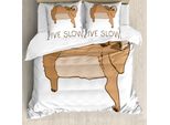 Abakuhaus Copripiumino Faultier, Happy Character Live-Zeit, Antiacaro, Adatto A Chi Soffre Di Allergie, Con Federe, 200 Cm X 200 Cm - 80 X 80 Cm, Marrone Chiaro