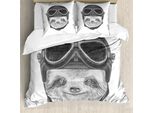 Abakuhaus Copripiumino Faultier, Biker Hipster Tier, Antiacaro, Adatto A Chi Soffre Di Allergie, Con Federe, 200 Cm X 200 Cm - 80 X 80 Cm, Grigio Nero