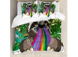 Abakuhaus Copripiumino Faultier, Indolent Dschungel-Tier, Antiacaro, Adatto A Chi Soffre Di Allergie, Con Federe, 155 Cm X 220 Cm - 80 X 80 Cm, Multicolore