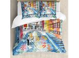 Abakuhaus Venezia Copripiumino, Ponte Colorato Sketch, Antiacaro Adatto A Chi Soffre Di Allergie Con Federe, 155 Cm X 220 Cm - 80 X 80 Cm, Multicolore