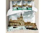 Abakuhaus Venezia Copripiumino, Grand Canal In Veduta Aerea, Antiacaro, Adatto A Chi Soffre Di Allergie, Con Federe, 200 Cm X 200 Cm - 80 X 80 Cm, Turchese-Blu-Grigio-Beige