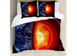 Abakuhaus Copripiumino Erde, Imbottitura Hot Burning Earth, Antiacaro, Adatto A Chi Soffre Di Allergie, Con Federe, 200 Cm X 200 Cm - 80 X 80 Cm, Arancione, Nero, Blu