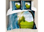 Abakuhaus Copripiumino, Cerchio Greenery Wolken, Antiacaro, Adatto A Chi Soffre Di Allergie, Con Federe, 155 Cm X 220 Cm - 80 X 80 Cm, Verde Marrone Petrolio Blu