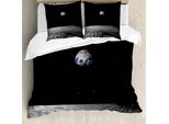 Abakuhaus Copripiumino Terra, Pianeta Terra Vista Dalla Luna, Antiacaro, Adatto A Chi Soffre Di Allergie, Con Federe, 155 Cm X 220 Cm - 80 X 80 Cm, Nero, Grigio, Blu