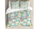 Abakuhaus Copripiumino Pastello, Unicorno Arcobaleno Nel Cielo, Antiacaro, Adatto A Chi Soffre Di Allergie, Con Federe, 200 Cm X 200 Cm - 80 X 80 Cm, Multicolore
