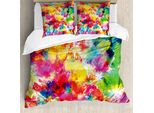 Abakuhaus Copripiumino Pastello, Vivid Messy Acquerelli, Antiacaro Adatto A Chi Soffre Di Allergie Con Federe, 200 Cm X 200 Cm - 80 X 80 Cm, Multicolore