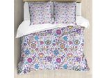 Abakuhaus Copripiumino Pastello, Doodle Botanik Garten, Antiacaro, Adatto A Chi Soffre Di Allergie, Con Federe, 155 Cm X 220 Cm - 80 X 80 Cm, Multicolore