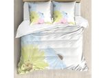 Abakuhaus Copripiumino Pastello, Gerbere Colorate, Antiacaro, Adatto A Chi Soffre Di Allergie, Con Federe, 155 Cm X 220 Cm - 80 X 80 Cm, Verde Chiaro, Azzurro Pallido
