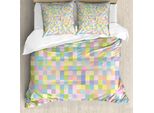 Abakuhaus Copripiumino Pastello, Mosaico Di Quadrati Colorati, Antiacaro, Adatto A Chi Soffre Di Allergie, Con Federe, 200 Cm X 200 Cm - 80 X 80 Cm, Multicolore