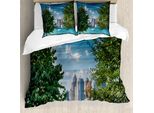 Abakuhaus Detroit Copripiumino, Pomeriggio Estivo Sul Fiume, Antiacaro, Adatto A Chi Soffre Di Allergie, Con Federe, 200 Cm X 200 Cm - 80 X 80 Cm, Verde Blu Acquamarina