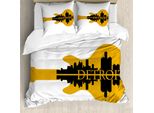 Abakuhaus Detroit Copripiumino, Musica Di Chitarra Elettrica, Antiacaro, Adatto A Chi Soffre Di Allergie, Con Federe, 155 Cm X 220 Cm - 80 X 80 Cm, Giallo Nero