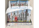 Abakuhaus Detroit Copripiumino, Panorama Urbano Grattacieli, Antiacaro, Adatto A Chi Soffre Di Allergie, Con Federe, 155 Cm X 220 Cm - 80 X 80 Cm, Multicolore