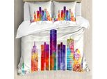Abakuhaus Detroit Copripiumino, Vibrant Modern Building, Antiacaro, Adatto A Chi Soffre Di Allergie, Con Federe, 200 Cm X 200 Cm - 80 X 80 Cm, Multicolore
