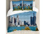 Abakuhaus Detroit Copripiumino, Centro Industriale, Antiacaro, Adatto A Chi Soffre Di Allergie, Con Federe, 200 Cm X 200 Cm - 80 X 80 Cm, Blu, Verde, Grigio