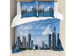 Abakuhaus Detroit Copripiumino, Downtown-KüStenlinie, Antiacaro, Adatto A Chi Soffre Di Allergie, Con Federe, 200 Cm X 200 Cm - 80 X 80 Cm, Azzurro, Bianco, Grigio