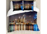 Abakuhaus Detroit Copripiumino, Paesaggio Notturno, Antiacaro, Adatto A Chi Soffre Di Allergie, Con Federe, 155 Cm X 220 Cm - 80 X 80 Cm, Multicolore