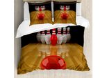 Abakuhaus Copripiumino Bowling Party, Red Kittle Kugel, Antiacaro, Adatto A Chi Soffre Di Allergie, Con Federe, 155 Cm X 220 Cm - 80 X 80 Cm, Marrone Chiaro Rosso