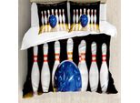 Abakuhaus Copripiumino Bowling Party, Blue Ball On Lane, Antiacaro, Adatto A Chi Soffre Di Allergie, Con Federe, 200 Cm X 200 Cm - 80 X 80 Cm, Multicolore
