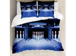 Abakuhaus Copripiumino Bowling Party, Birilli Simmetrici, Antiacaro, Adatto A Chi Soffre Di Allergie, Con Federe, 155 Cm X 220 Cm - 80 X 80 Cm, Blu, Bianco, Rosso