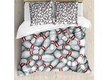 Abakuhaus Copripiumino Bowling Party, Vivid Pins Pile, Antiacaro, Adatto A Chi Soffre Di Allergie, Con Federe, 200 Cm X 200 Cm - 80 X 80 Cm, Rosso E Bianco