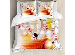 Abakuhaus Copripiumino Bowling Party, Fallen Skittles, Antiacaro, Adatto A Chi Soffre Di Allergie, Con Federe, 155 Cm X 220 Cm - 80 X 80 Cm, Rosso, Giallo, Bianco
